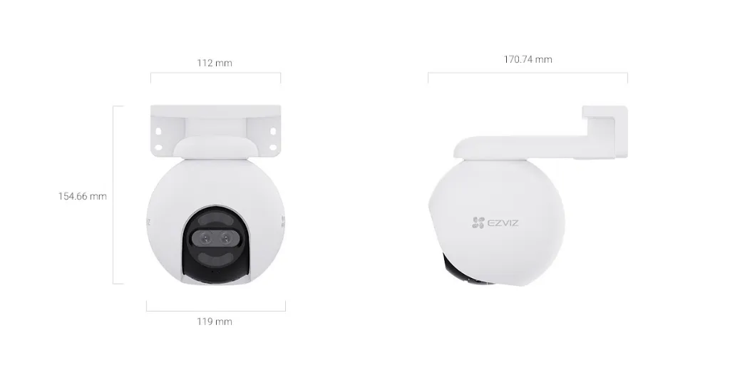 EZVIZ H80x Dual: vistas y dimensiones oficiales