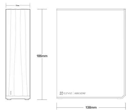Vistas y dimensiones oficiales del dispositivo EZVIZ R5C CS-R5C-R100-8F.