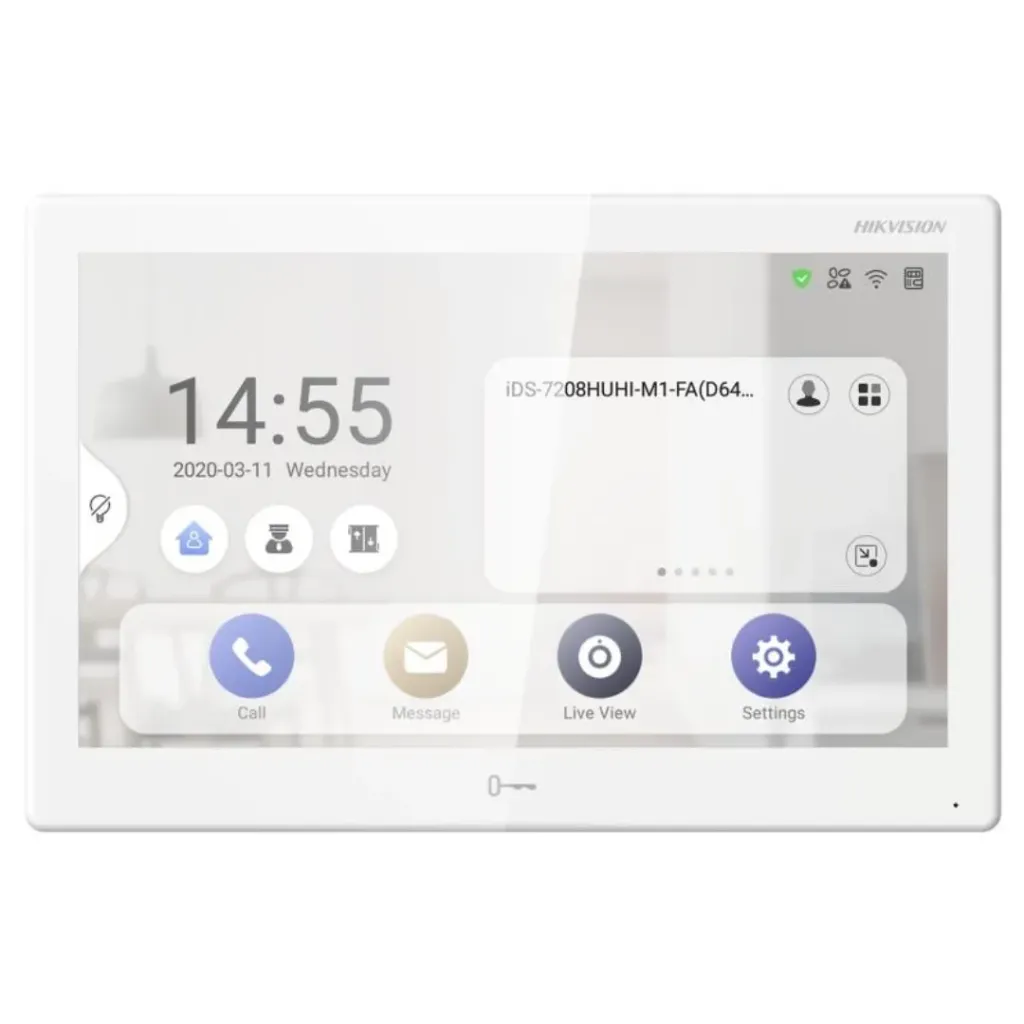HIKVISION Monitor Touch IP / WiFi / ANDROID 10.1" / Integración con Videoporteros IP, CCTV, Panel de Alarma AXPRO y Biométricos de Acceso / Vídeo en Vivo / PoE Estándar / Apertura Remota