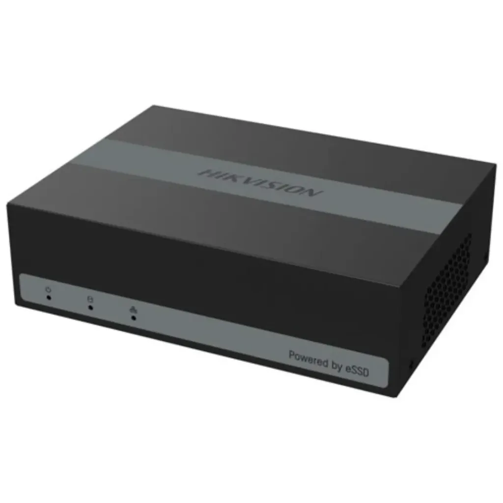 Hikvision DVR DS-E04HGHI-D(B), 4CH 1080p, Disco Duro eSSD 480gb, H265+, Diseño compacto.