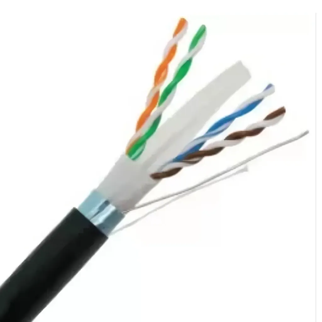 [TCUTPCAT6EXT] CABLE UTP CATEGORIA 6 EXTERIOR ROLLO 305 METROS ALEACION 70/30 24AWG 4P*2 CCA 75 GRADOS DOBLE CHAQUETA NEGRA CARRETE MADERA