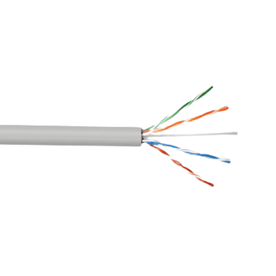 [TPUTPCAT5E] CABLE UTP CATEGORIA 5E INTERIOR ROLLO 305 METROS ALEACION 70/30 24AWG 4P*2 CCA 75 GRADOS CHAQUETA BLANCA CAJA PULL UP