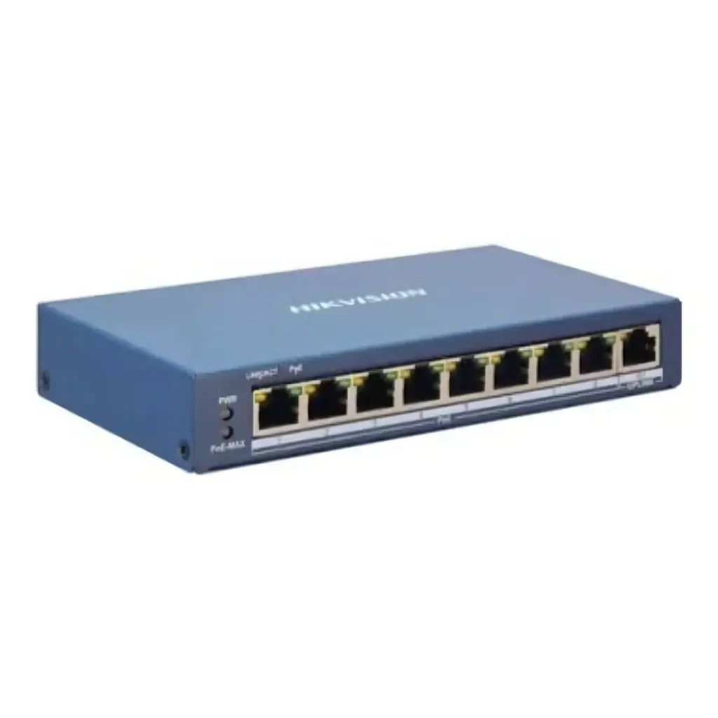 [DS-3E1309P-EI/M] Hikvision Switch DS-3E1309P-EI/M, PoE+ / No Administrable / 8 Puertos 10/100 Mbps PoE+ / 1 Puerto 1000 Mbps Uplink / PoE hasta 300 metros / 60 W