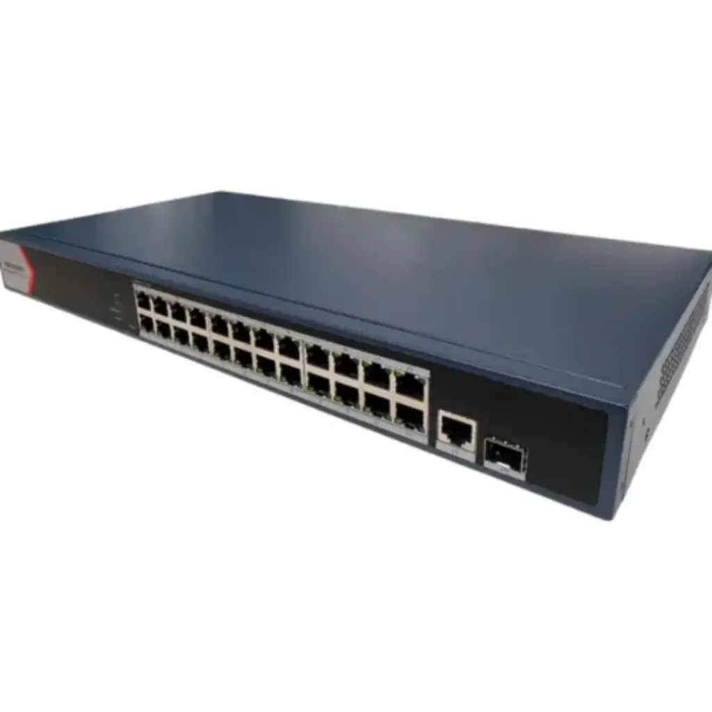 SWITCH  24 X PUERTO POE 10/100/1000 MBPS POE+ / 1 PUERTO RJ45  1 GIGABIT 10/100/1000 1 PUERTO FIBRA OPTICA MBPS 230 W