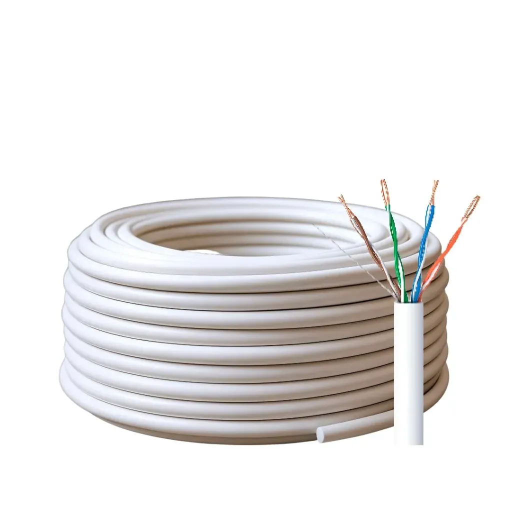 [TPUTPCAT5E50BC] CABLE UTP CATEGORIA 5E INTERIOR ROLLO 50 METROS BC 100% COBRE 24AWG 4P* CHAQUETA BLANCA EMPAQUE PE
