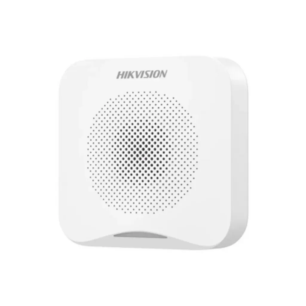 Sirena AX HOME HIKVISION Adjustable volume for alarm, arming, disarming events 4 kinds of alarm sounds: FIRE, PANIC, MEDICAL and INTRUSION alarm Up to 95 dB at 1 m distance Frequency hopping against jamming for reliable transmission
