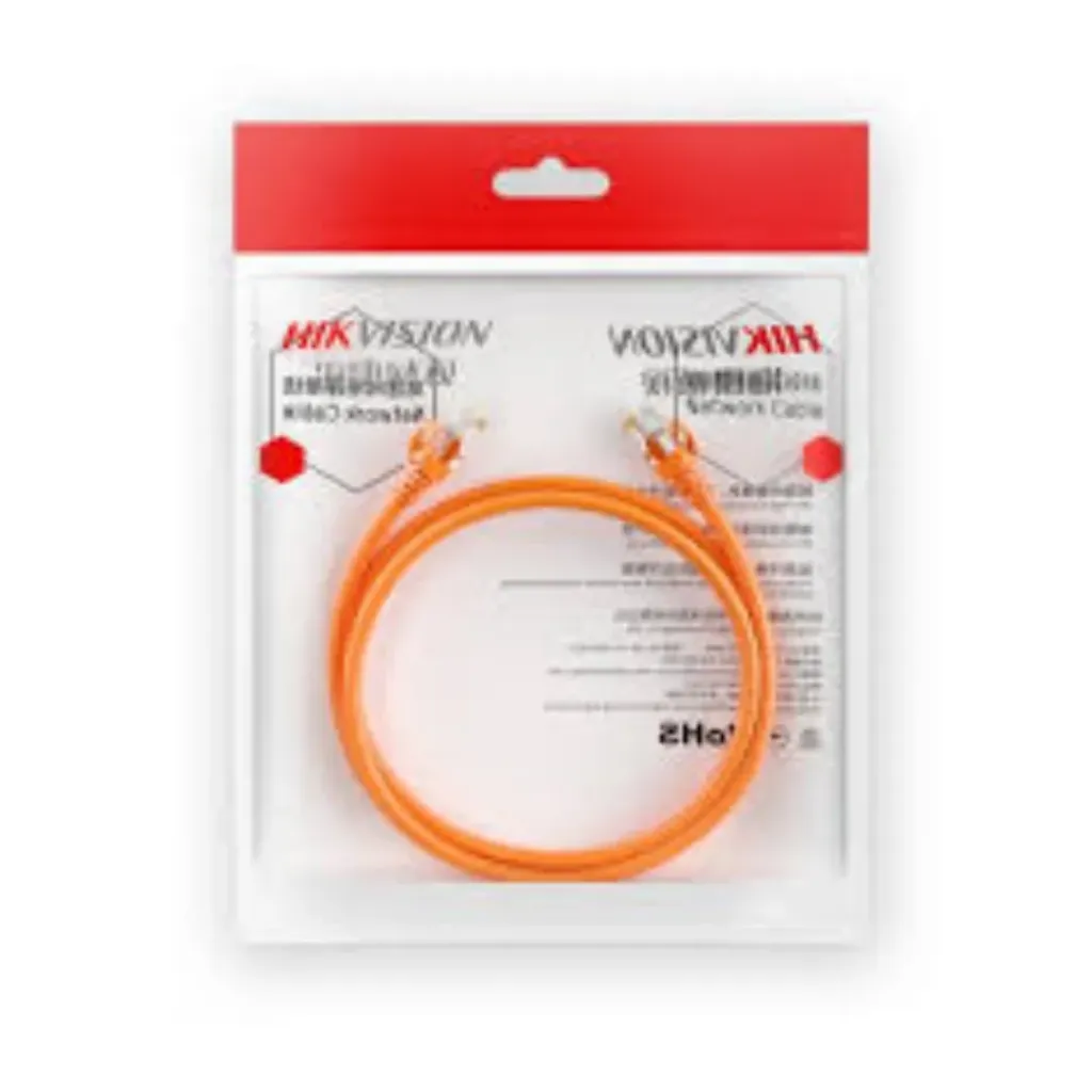 [DS-1NP6UEC0(O-STD) orange 5m] Hikvision Cable DS-1NP6UEC0(O-STD) orange 5m, Patch Cord Cat6 U/UTP /Cobre Solido/5Mts/Contactos ORO/Color Naranja
