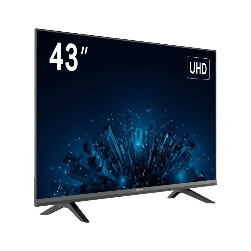 HIKVISION 43″ UHD / VA / 60 Hz / 300 cd/m² / 4000:1 / 178° / 6.5 ms / HDMI + USB 2.0 / D‑LED / Altavoz 10 W×2 / Bajo azul / 3D NR / VESA / 7×24 h
