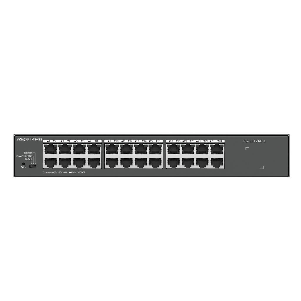 SWITCH 24 PUERTOS 10M/100M/1000M NO ADMINISTRABLE 35.7 Mpps RUIJIE